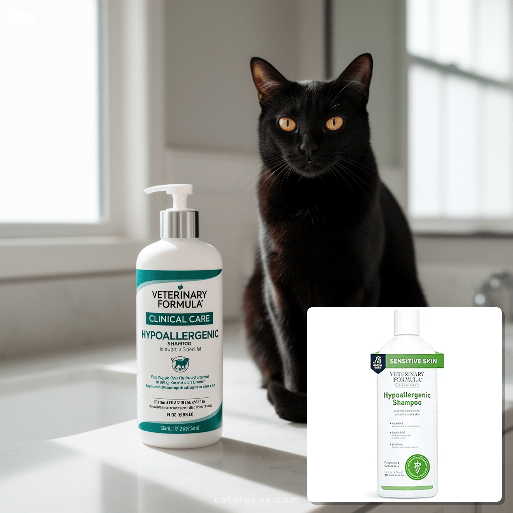 Veterinary Formula Clinical Care Hypoallergenic Shampoo for  with cat - professional product lifestyle photo