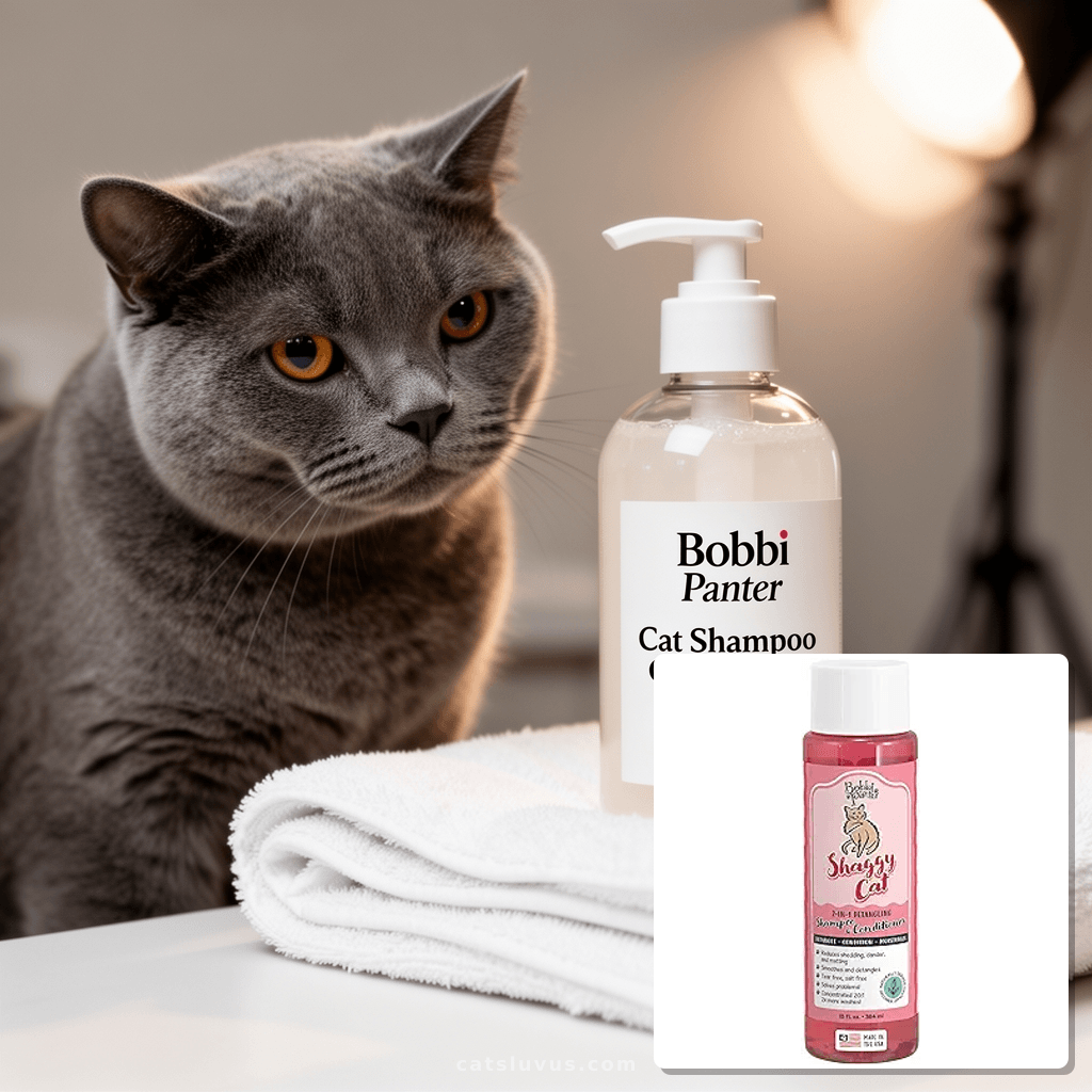 Bobbi Panter Cat Shampoo and Conditioner - Made in USA - All with cat - professional product lifestyle photo
