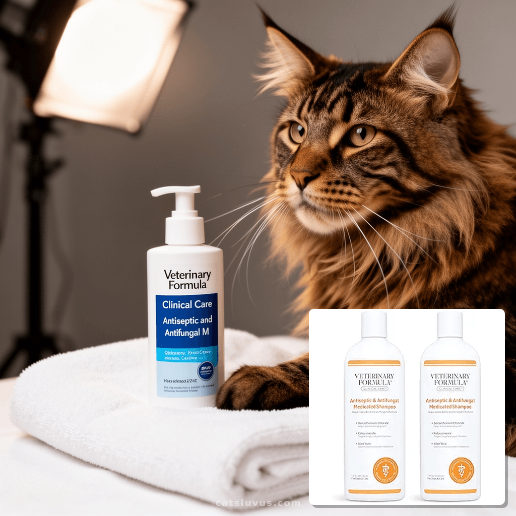Veterinary Formula Clinical Care Antiseptic and Antifungal M with cat - professional product lifestyle photo