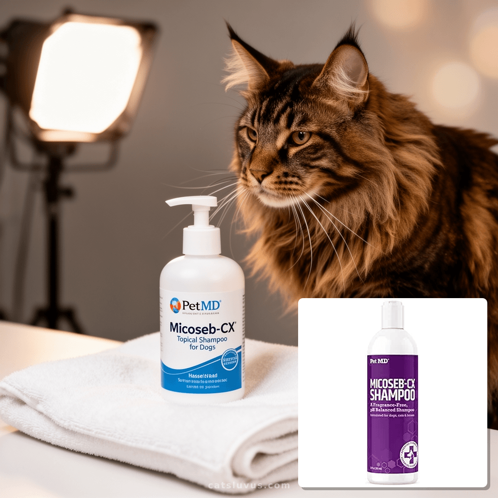 Pet MD Micoseb-CX Topical Shampoo for Dogs with cat - professional product lifestyle photo