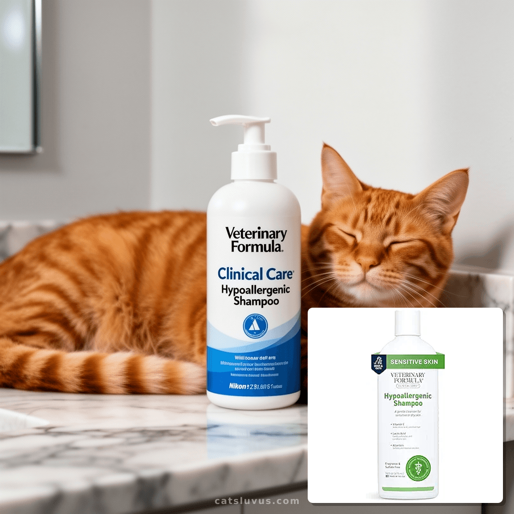 Veterinary Formula Clinical Care Hypoallergenic Shampoo for  with cat - professional product lifestyle photo