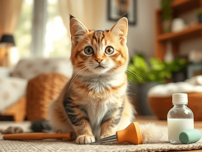 Cat owner reviewing affordable cat shedding and deshedding tools options for their pet in 2026