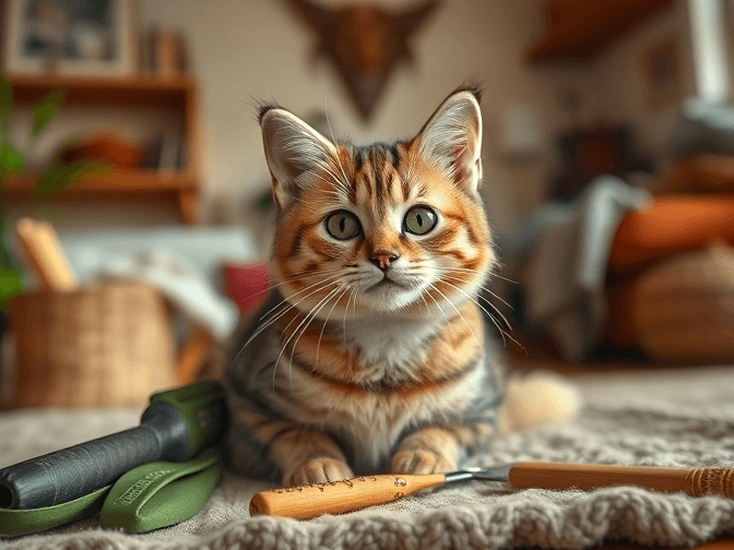 Cat owner reviewing best cat shedding and deshedding tools options for their pet in 2026