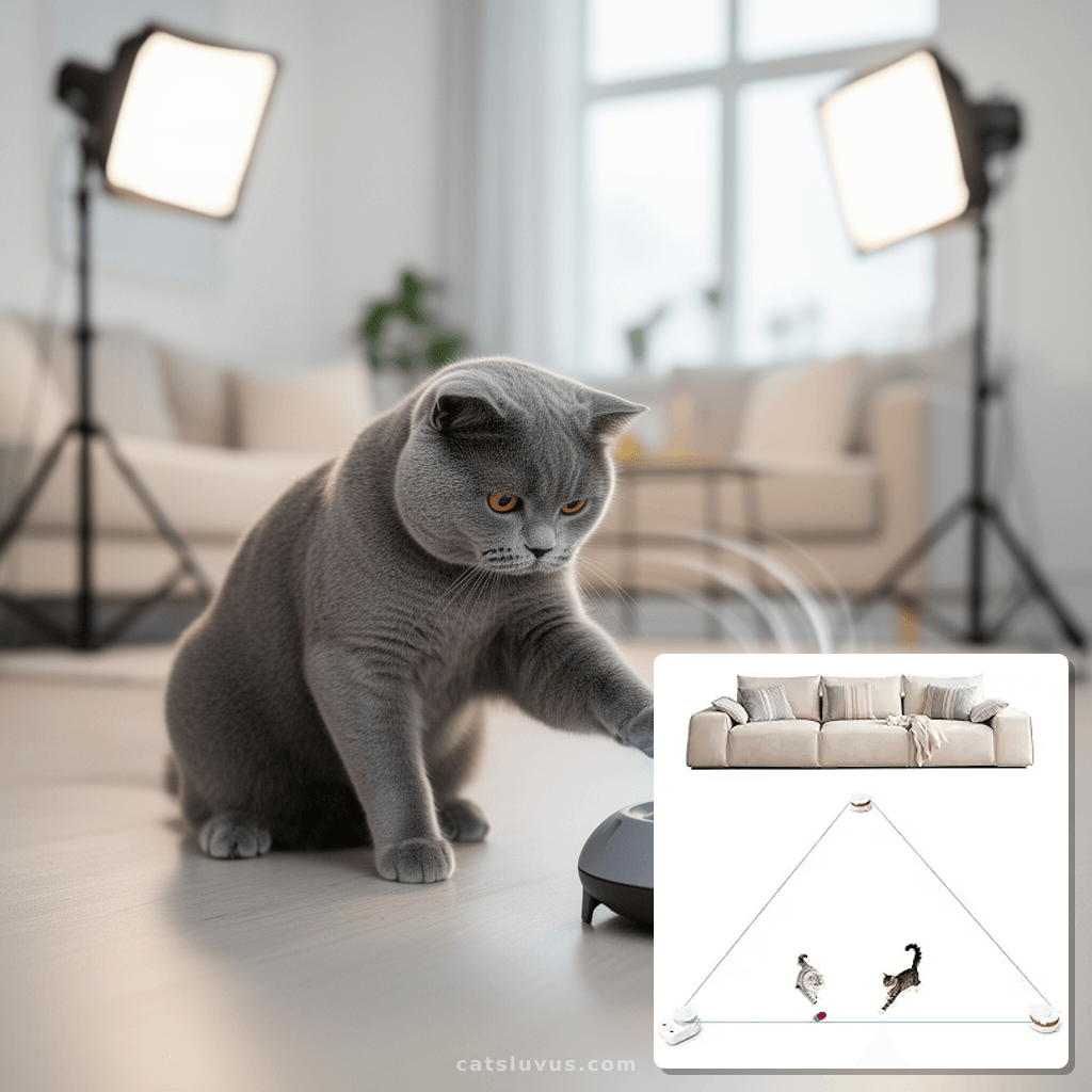 Interactive Cat Toy for Indoor Cats – Automatic Moving & with cat - professional product lifestyle photo