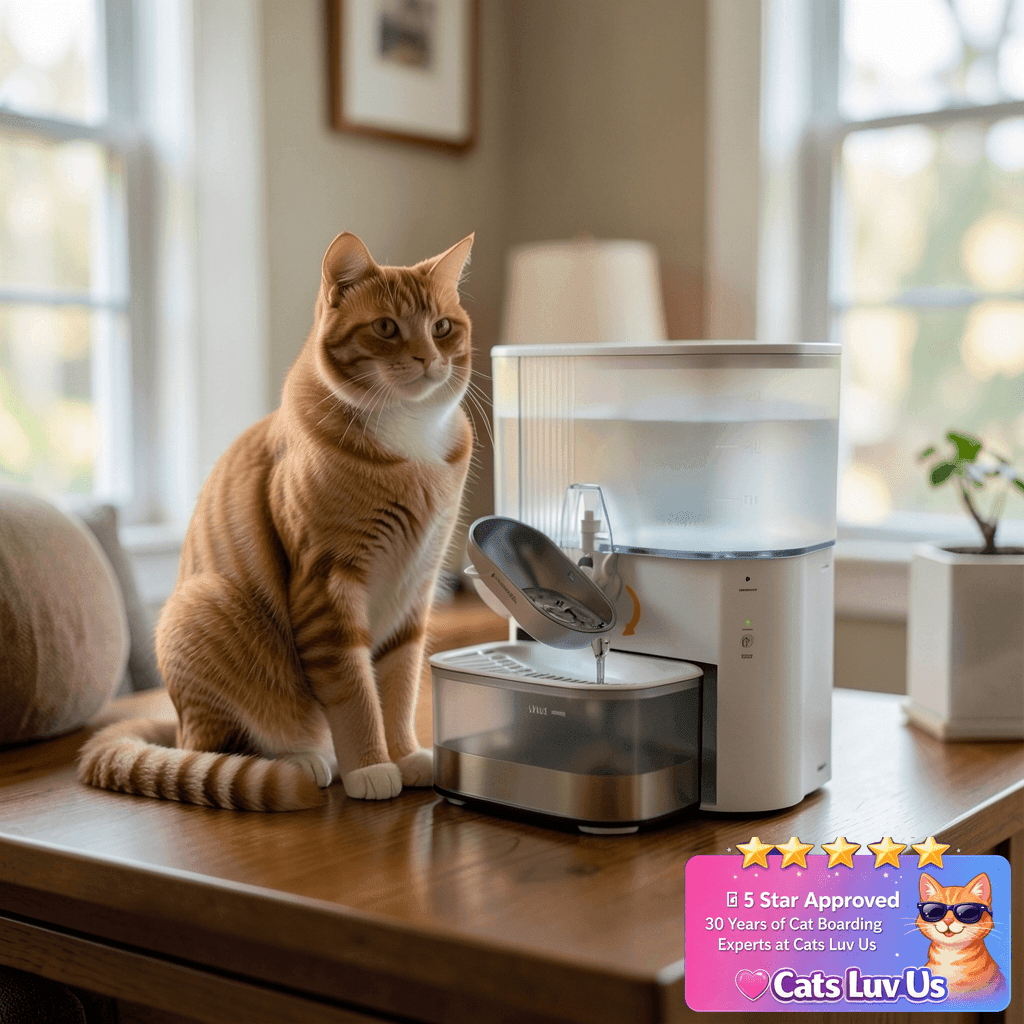 Wireless Cat Water Fountain No Filters with cat - professional product lifestyle photo