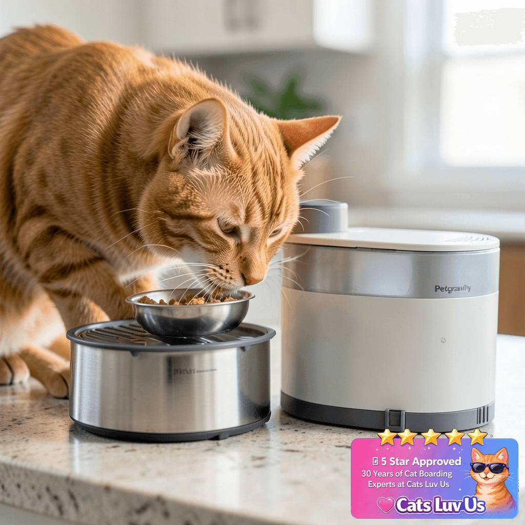 Petgravity Smart Pet Water Fountain - Stainless Steel Bowl with cat - professional product lifestyle photo