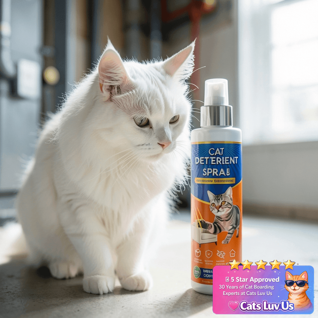 Jilca Cat Deterrent Spray with cat - professional product lifestyle photo