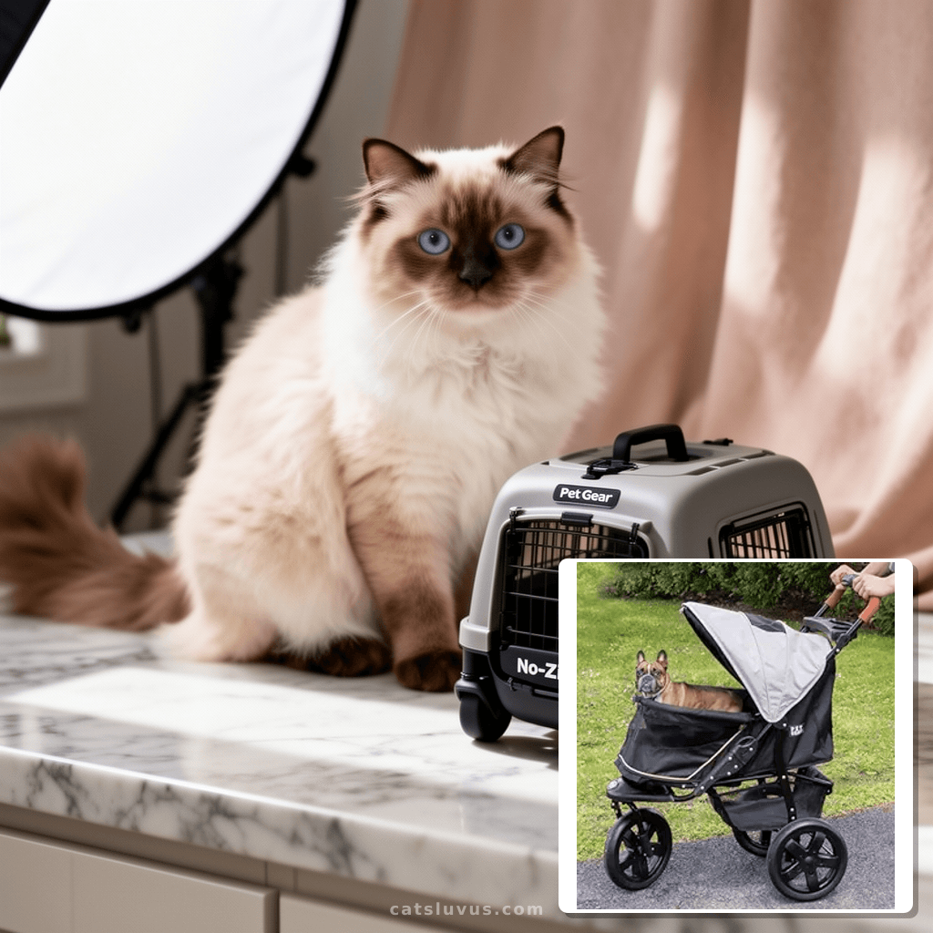 Pet Gear No-Zip AT3 Pet Stroller for Cats/Dogs with cat - professional product lifestyle photo
