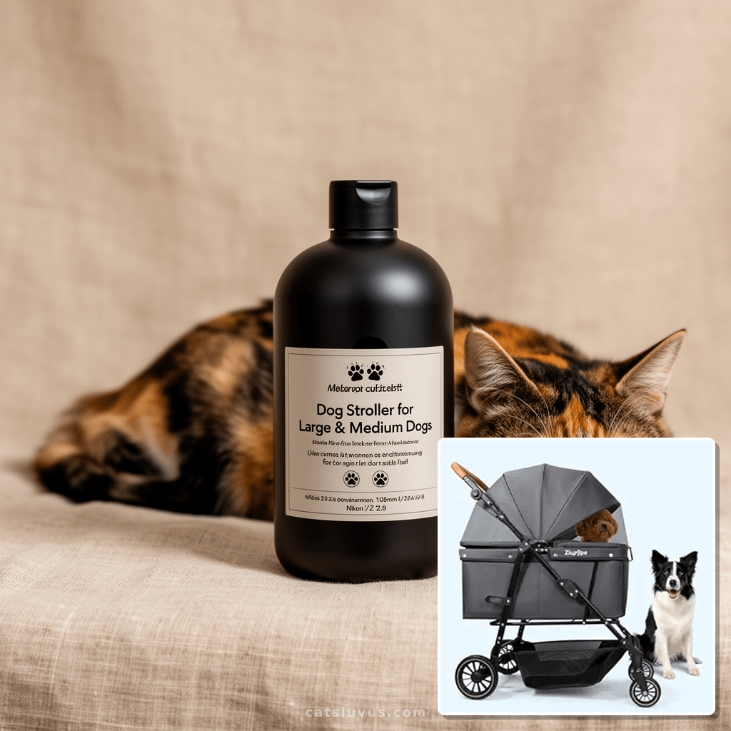 Dog Stroller for Large & Medium Dogs with cat - professional product lifestyle photo