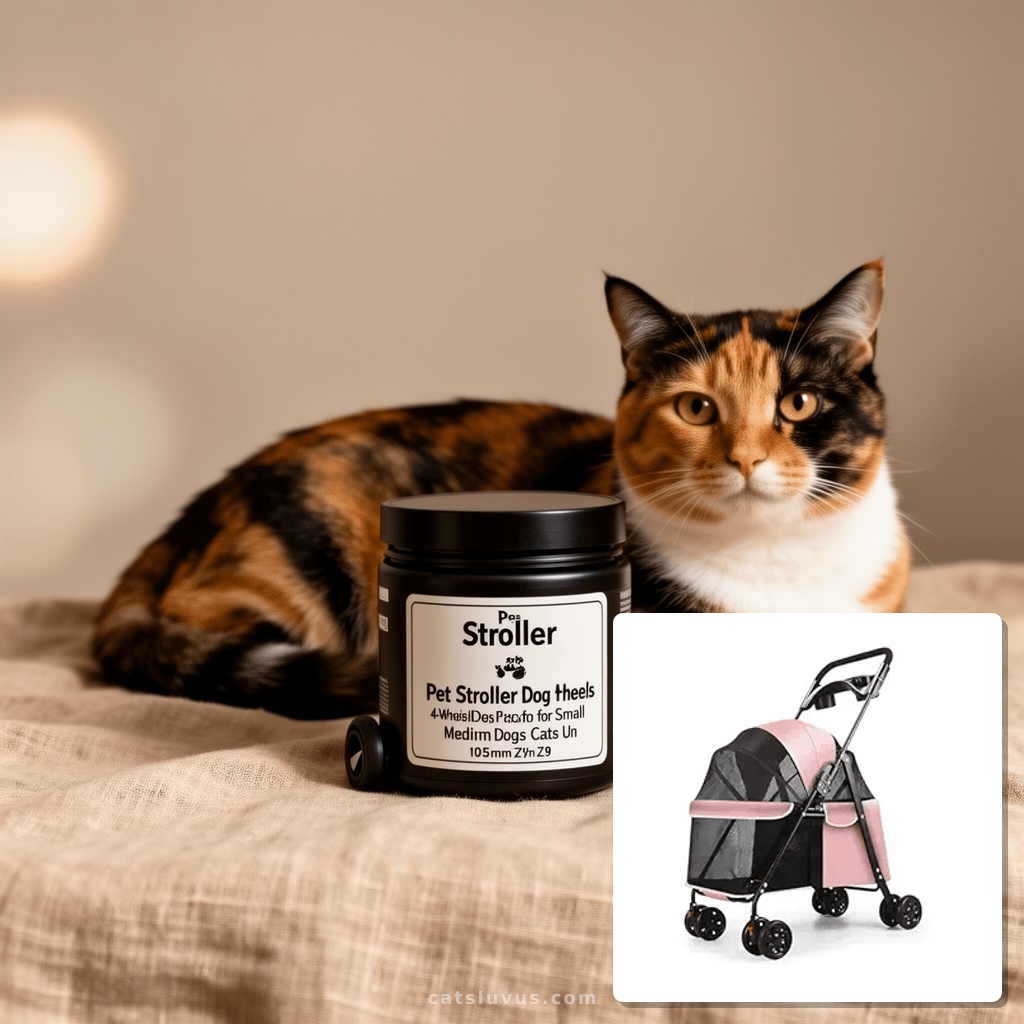 Pet Stroller 4-Wheels Dog Pram for Small Medium Dogs Cats Un with cat - professional product lifestyle photo