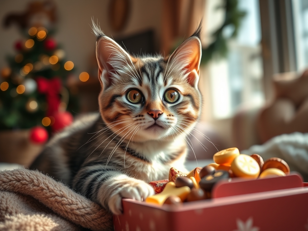 cat box with holiday treats - cat subscription boxes guide hero image