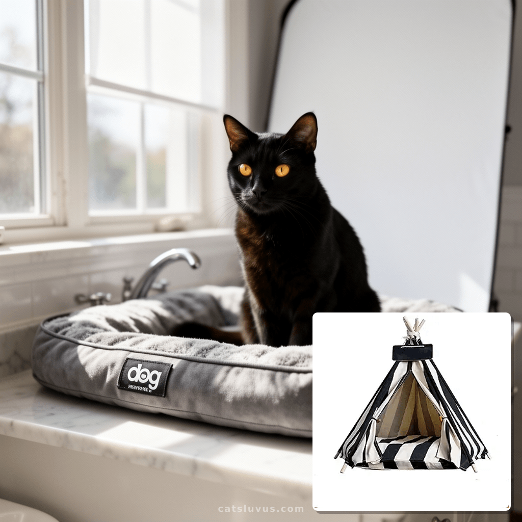 Dog Bed Tent with cat - professional product lifestyle photo