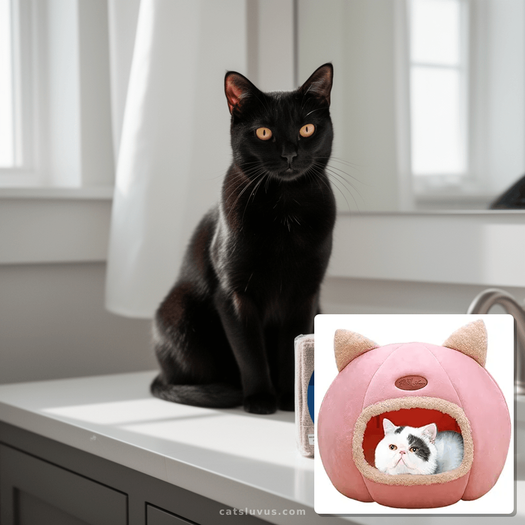 Cat Beds for Indoor Cats with cat - professional product lifestyle photo