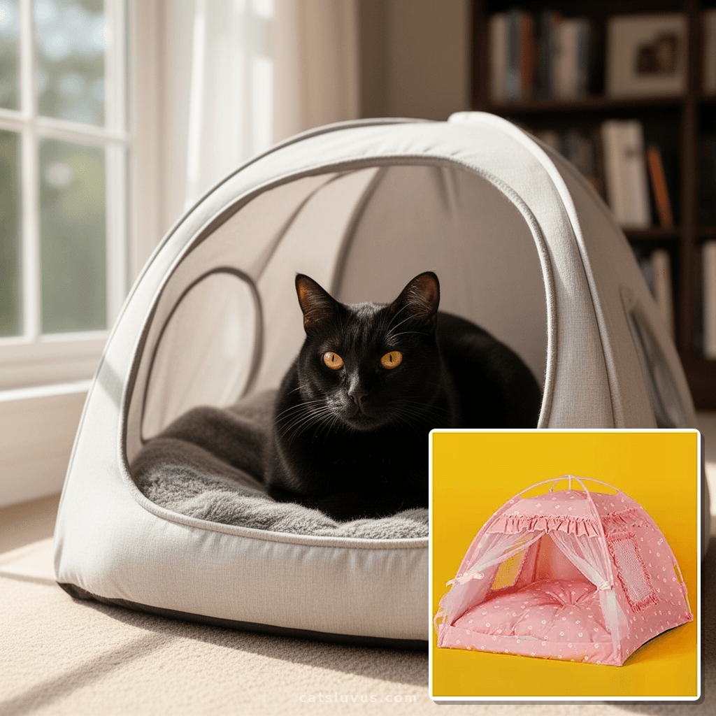 Cat Princess Bed Tent House - Kitty Cute Beds Indoor with cat - professional product lifestyle photo