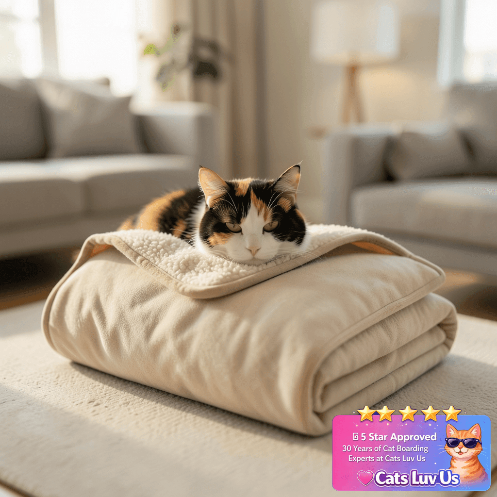 Bedsure Cat Blanket for Indoor Cats - Waterproof Calming Cat with cat - professional product lifestyle photo