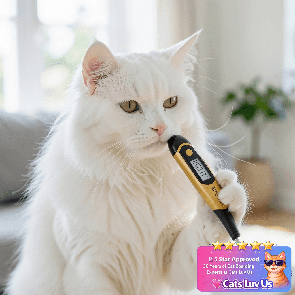 iProven Dog & Cat Thermometer for Accurate Fever Detection with cat - professional product lifestyle photo