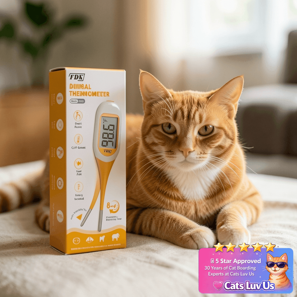 FDK Digital Dog & Cat Thermometer for Fever Detection with cat - professional product lifestyle photo