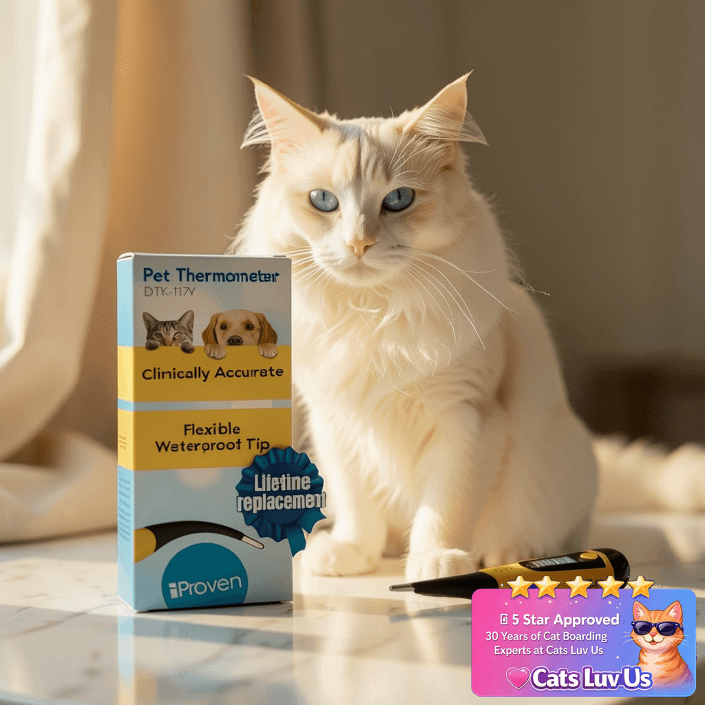 iProven Dog & Cat Thermometer for Accurate Fever Detection with cat - professional product lifestyle photo