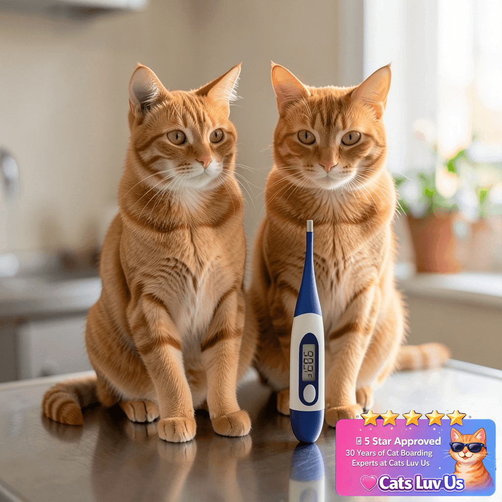 Livestock Pet Thermometer with LED Display Memory Function with cat - professional product lifestyle photo
