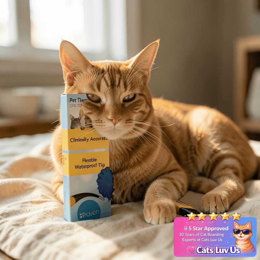 iProven Dog & Cat Thermometer for Accurate Fever Detection with cat - professional product lifestyle photo