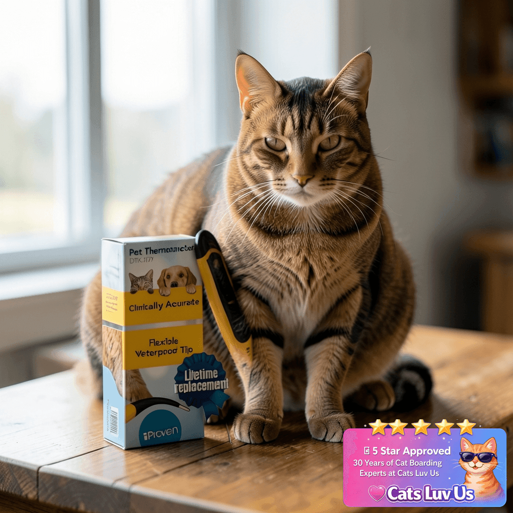 iProven Dog & Cat Thermometer for Accurate Fever Detection with cat - professional product lifestyle photo