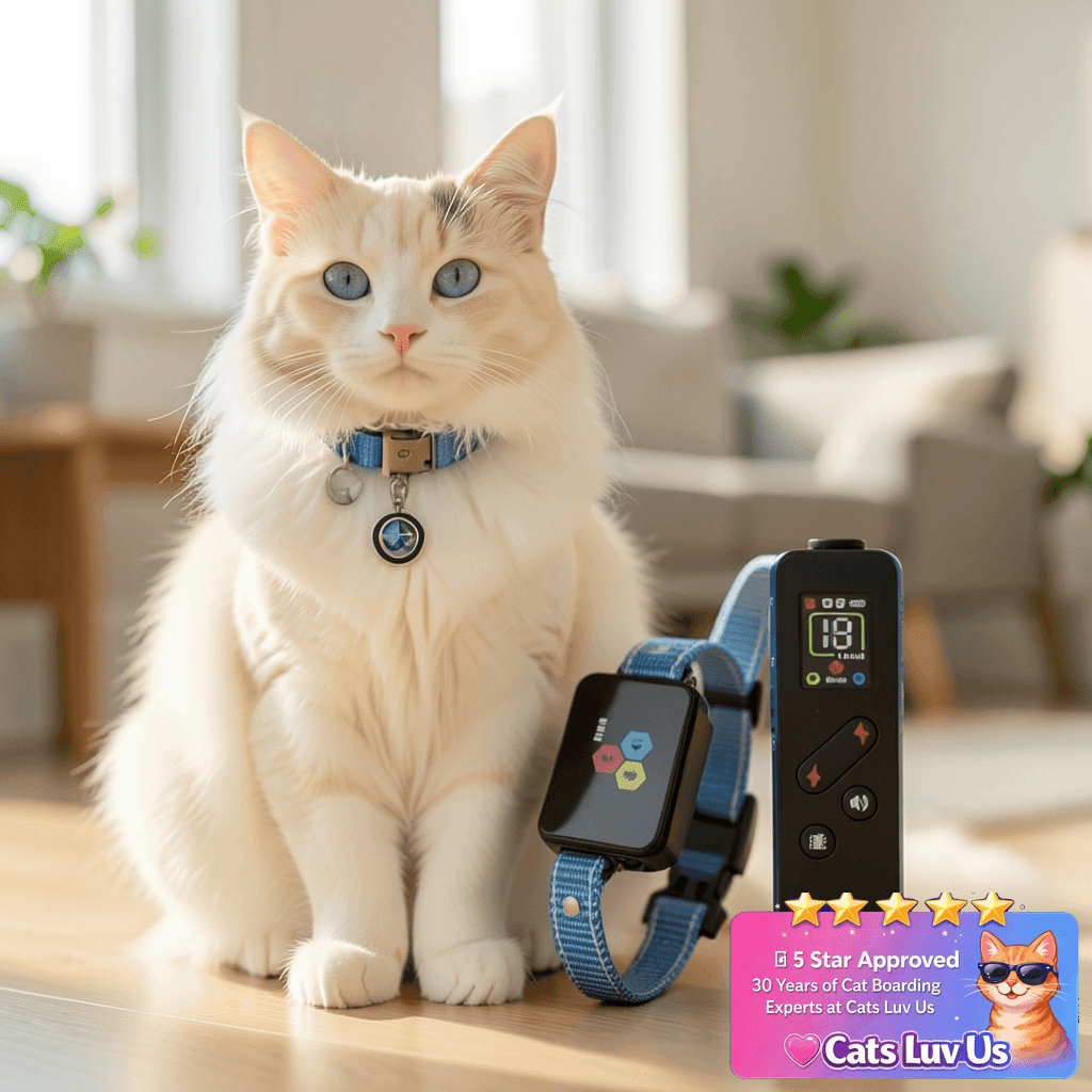 Cat Training Collar Cat Bark Collar with Remote Electric with cat - professional product lifestyle photo