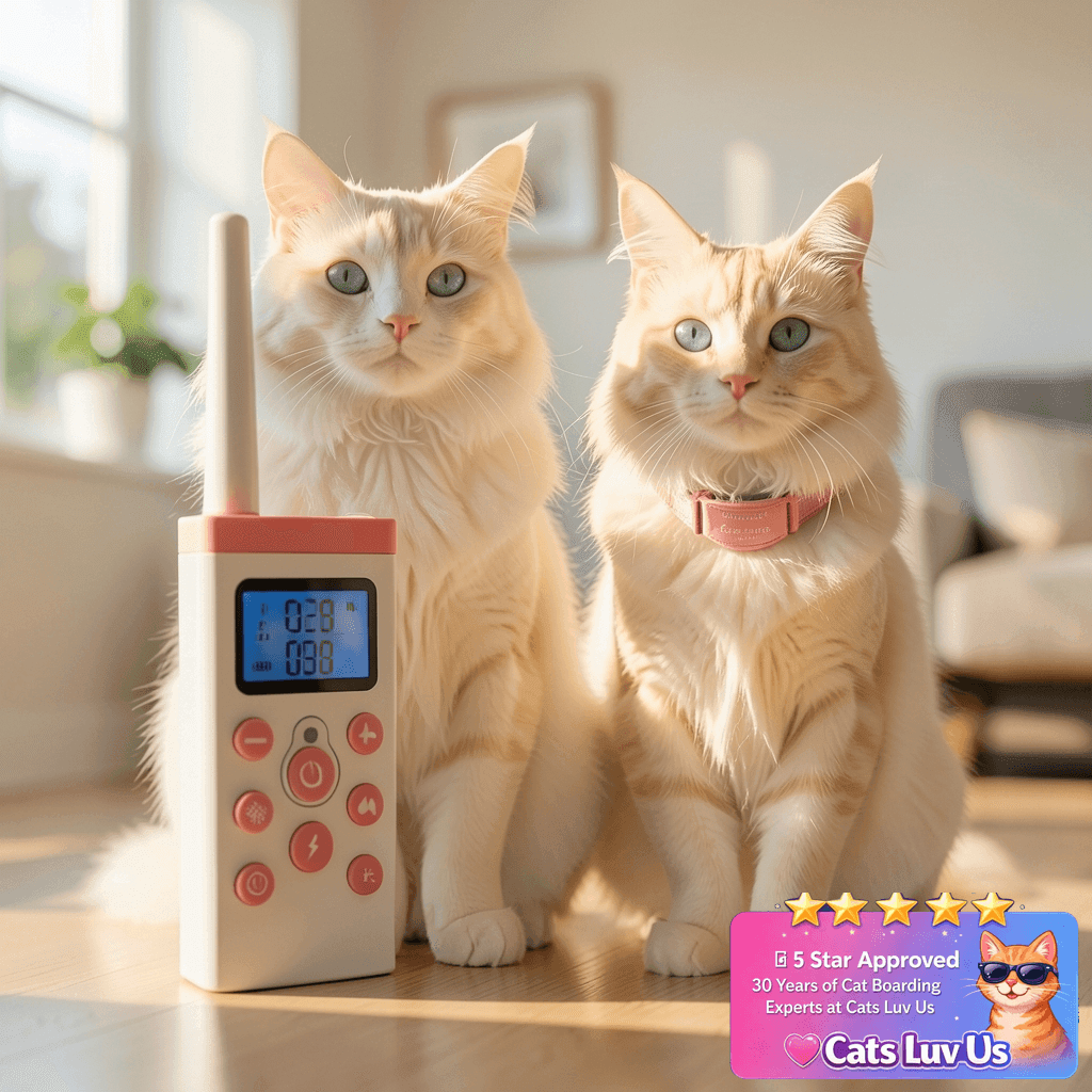 Lightest Cat Shock Collar with Remote with cat - professional product lifestyle photo
