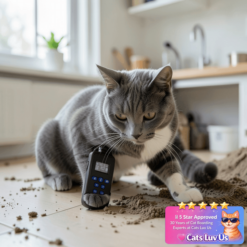Cat Shock Collar Smallest Cat Training Collar with Remote with cat - professional product lifestyle photo