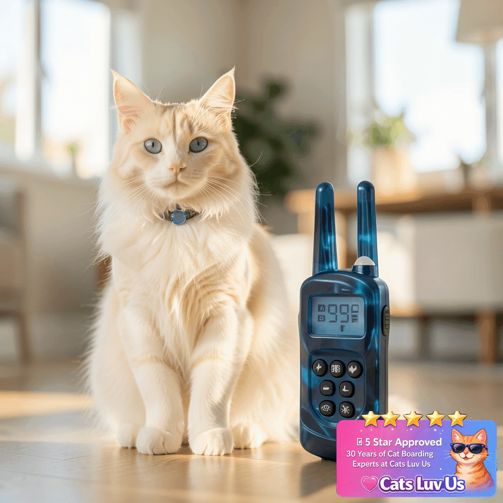 Cat Shock Collar with Remote 2000FT with cat - professional product lifestyle photo