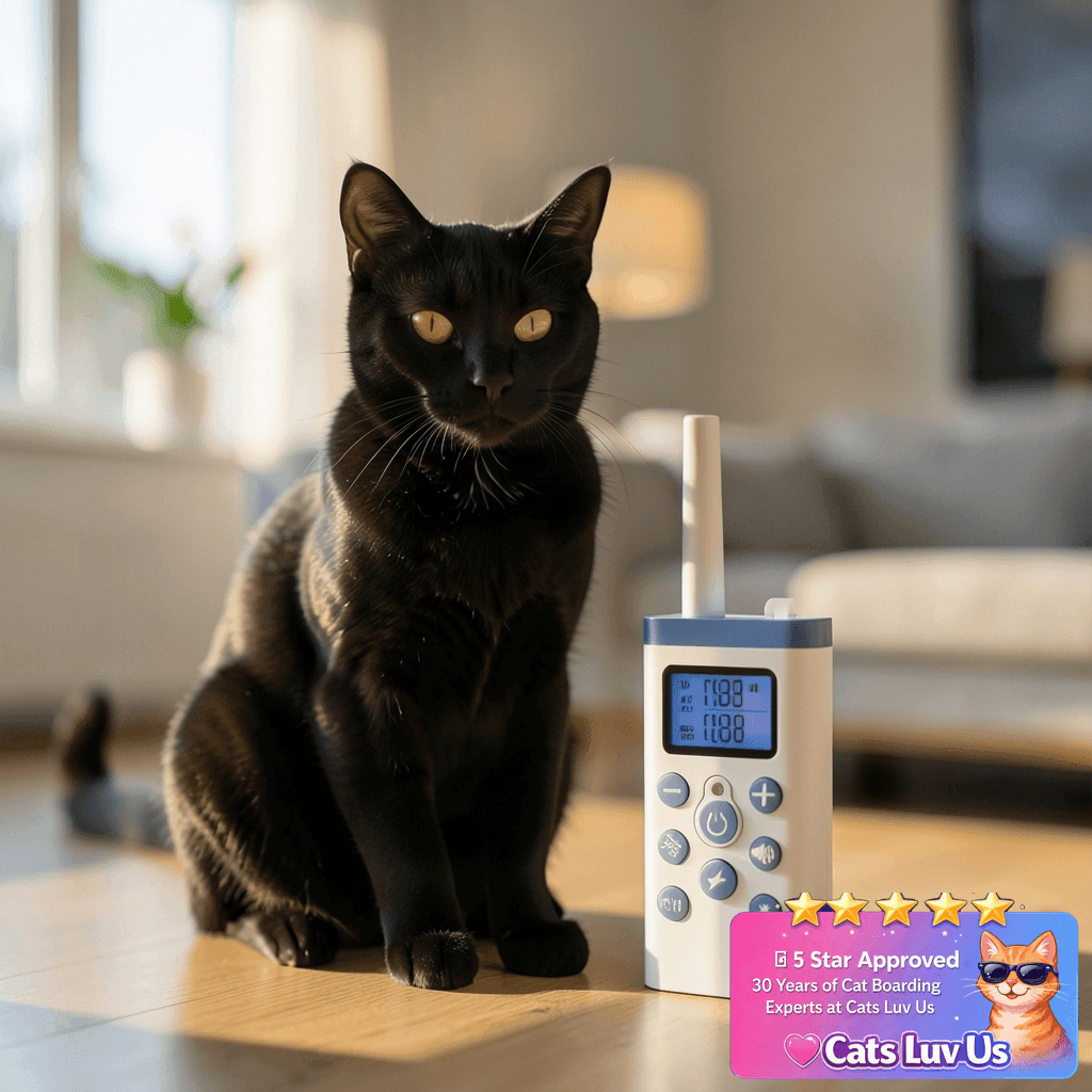 PaiPaitek Cat Shock Collar with cat - professional product lifestyle photo