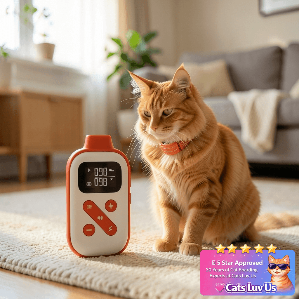 Lightweight Cat Shock Collar with Remote with cat - professional product lifestyle photo