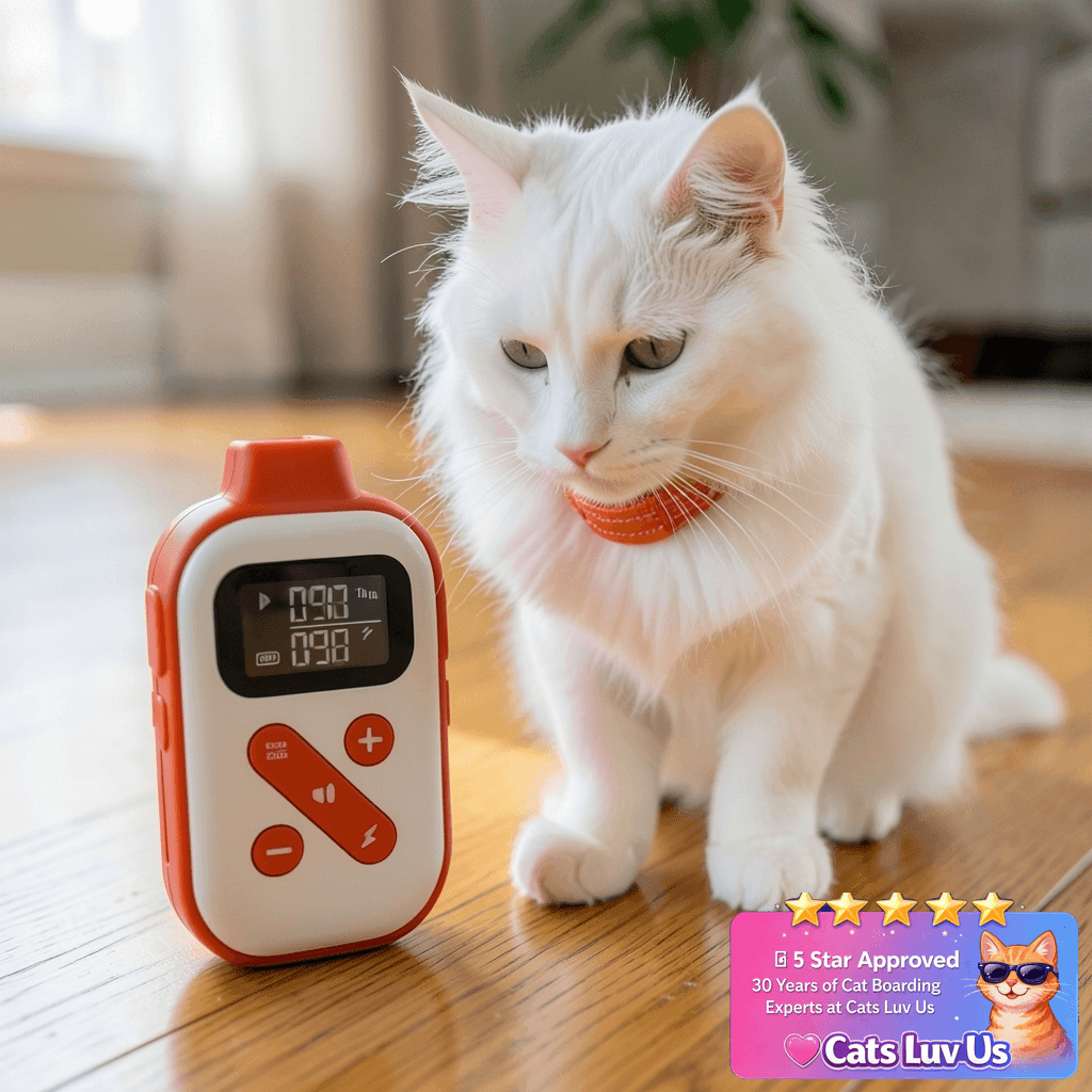Lightweight Cat Shock Collar with Remote with cat - professional product lifestyle photo