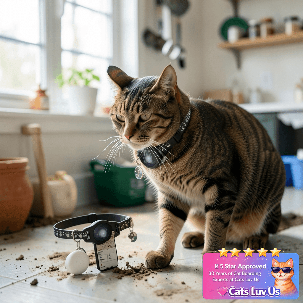 Cat Tracker Collar Waterproof Airtag Cat Collar with Finder with cat - professional product lifestyle photo