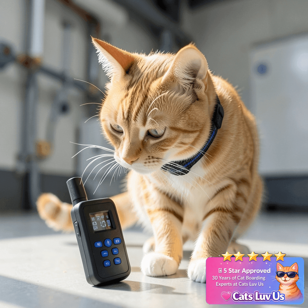 Cat Shock Collar Smallest Cat Training Collar with Remote with cat - professional product lifestyle photo