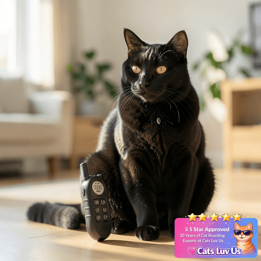 Tiniest Cat Shock Collar with cat - professional product lifestyle photo