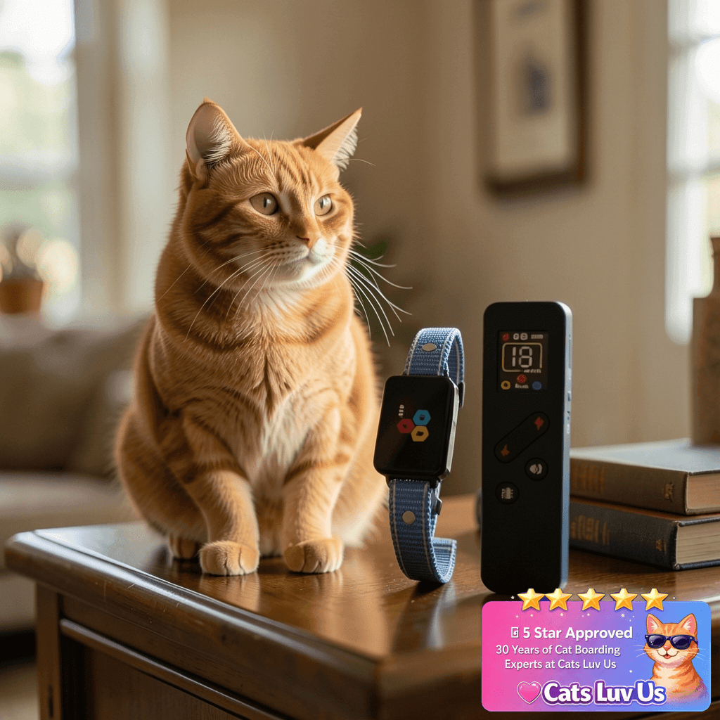 Cat Training Collar Cat Bark Collar with Remote Electric with cat - professional product lifestyle photo