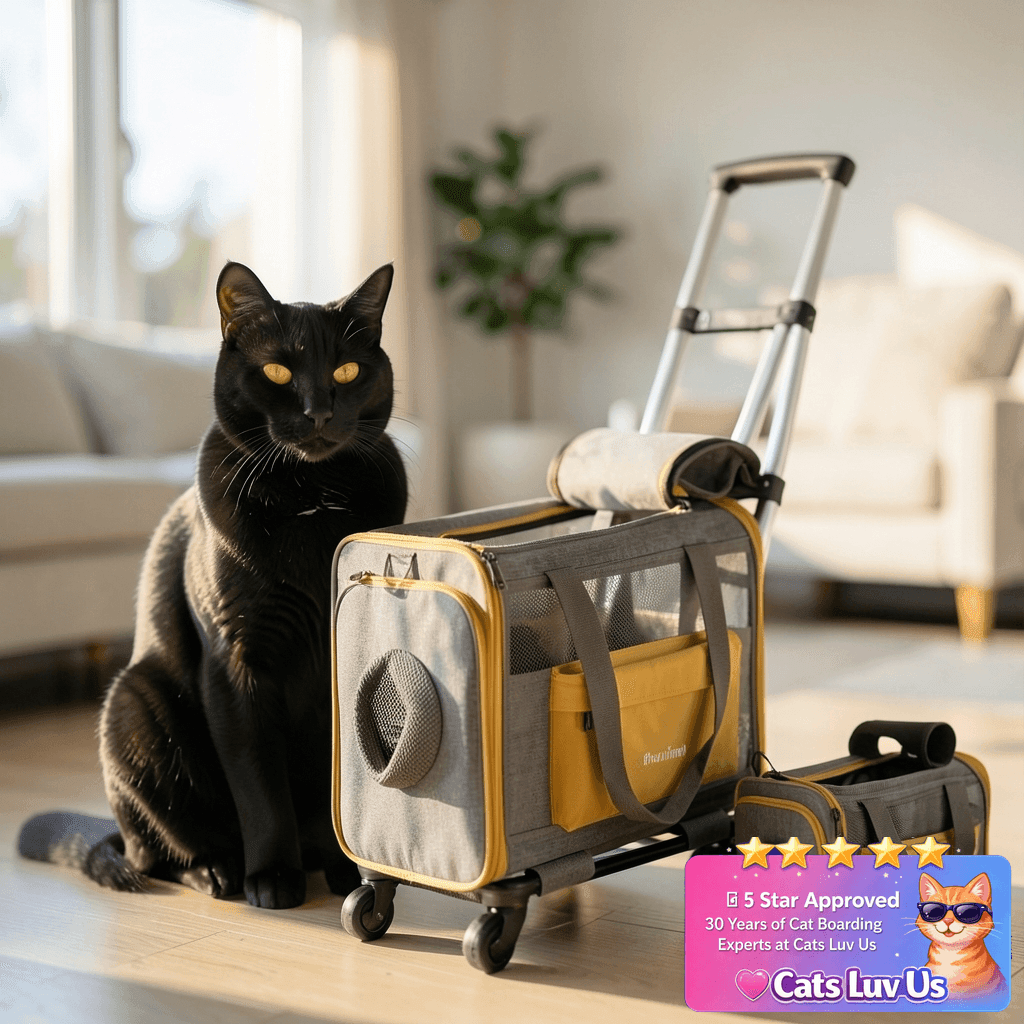 Pawinner Pet Carrier with Wheels with cat - professional product lifestyle photo