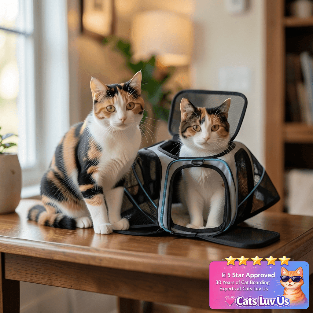 Cat Dog Carrier - Airline Approved Expandable Soft-Sided Pet with cat - professional product lifestyle photo