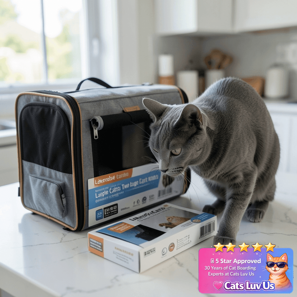 Lekereise Large Cat Carrier for 2 Cats with cat - professional product lifestyle photo
