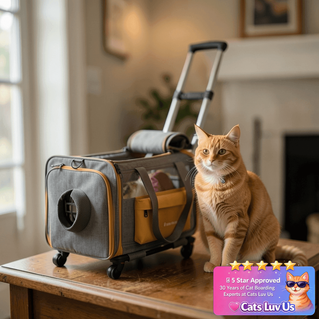 Pawinner Pet Carrier with Wheels with cat - professional product lifestyle photo