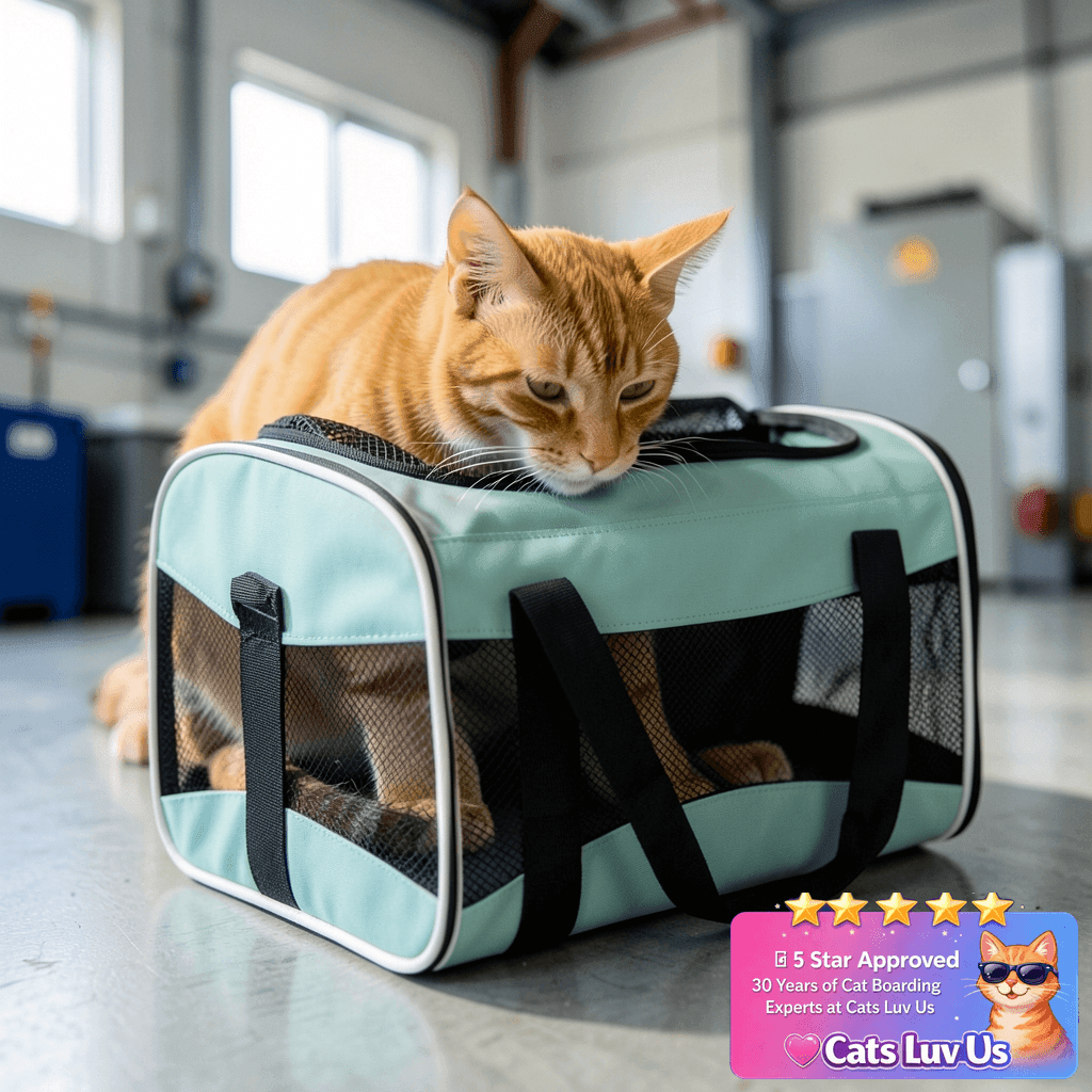 Cat Carrying Case Pet Dog Carrier Soft-Sided Cat Bag Airline with cat - professional product lifestyle photo