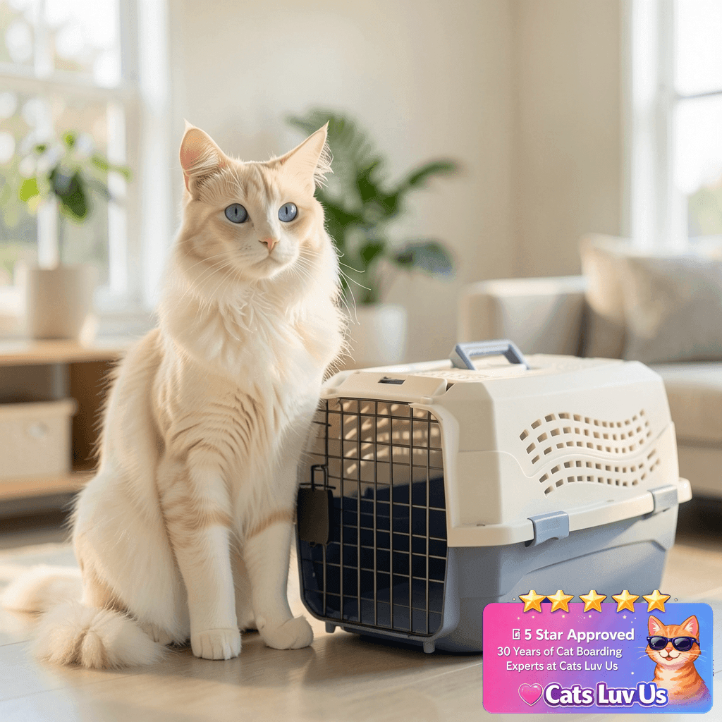 Amazon Basics Sturdy Portable 2-Door Top-Load Hard-Sided Pet with cat - professional product lifestyle photo