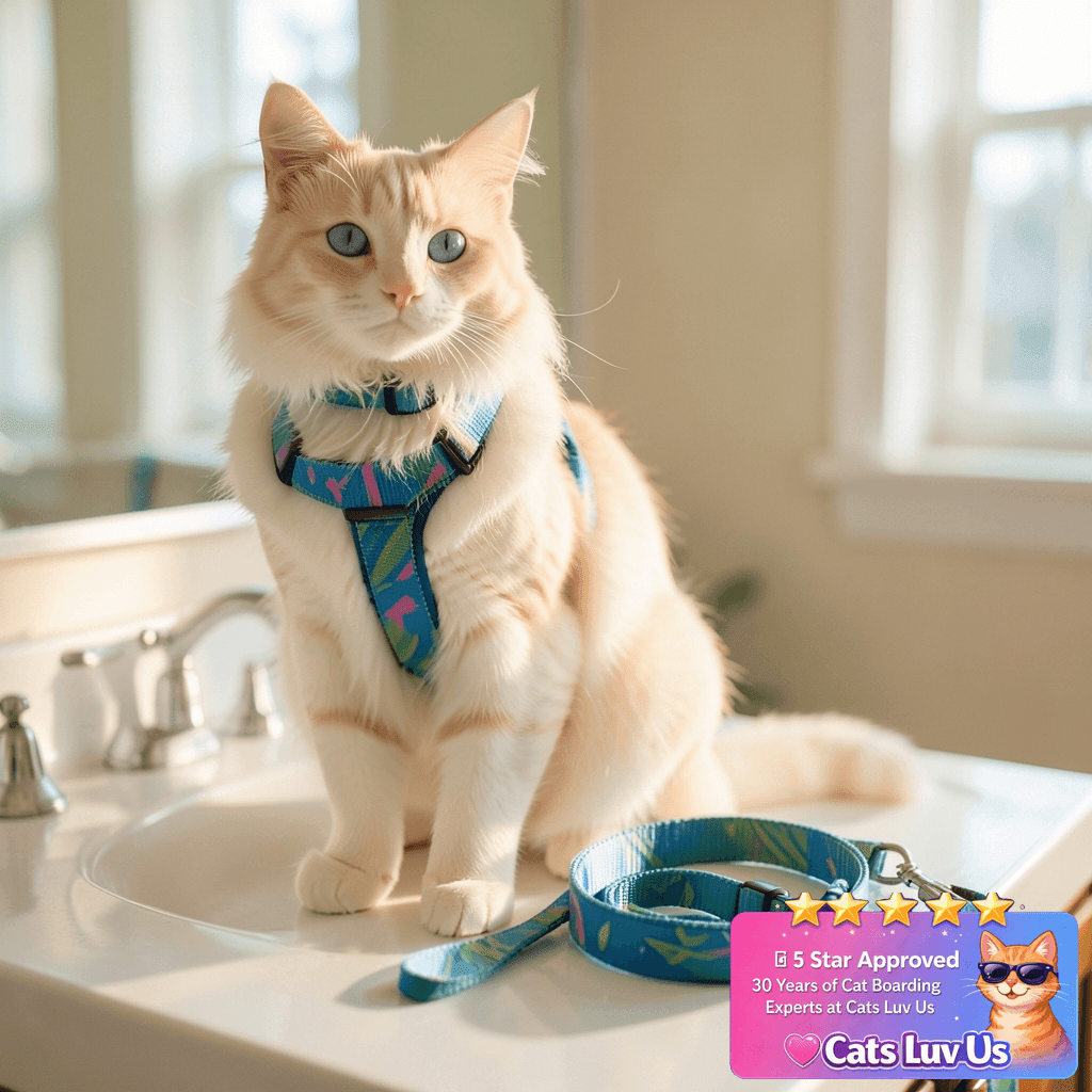 Cat Harness and Leash Set - Escape Proof Adjustable Cat with cat - professional product lifestyle photo