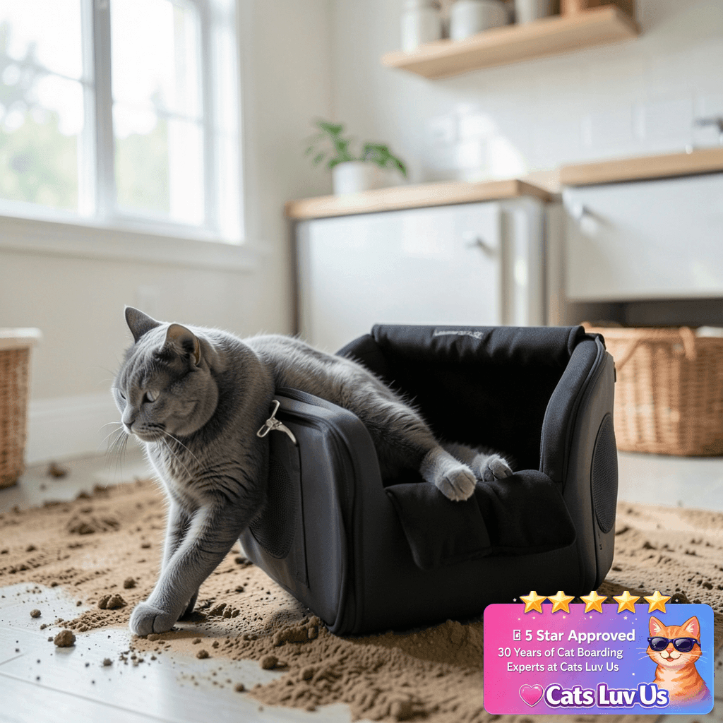 3 in 1 Cat Car Seat for Center Console – Portable Carrier with cat - professional product lifestyle photo