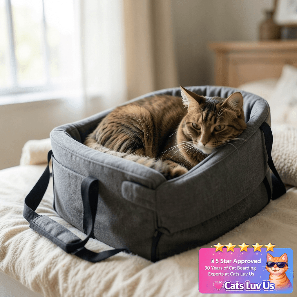 Small Dog & Cat Car Seat with cat - professional product lifestyle photo