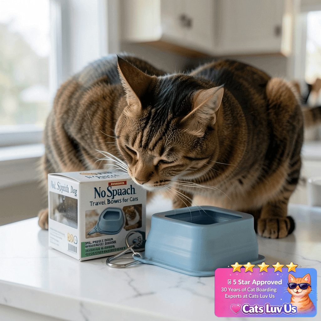 No Splash Dog Bowls for Cars with cat - professional product lifestyle photo