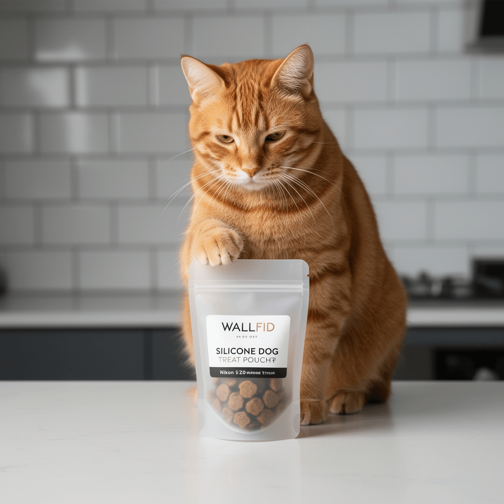 WALLFID Silicone Dog Treat Pouch with cat - professional product lifestyle photo