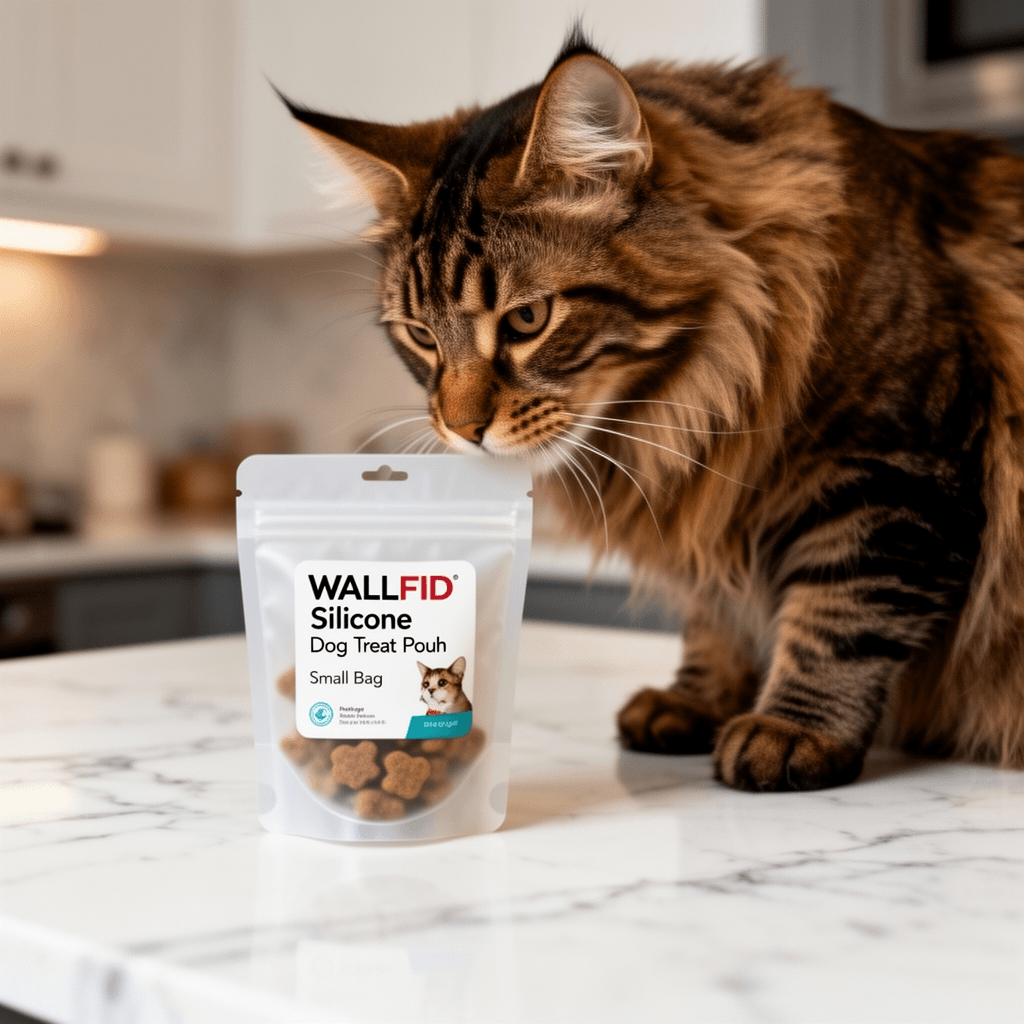 WALLFID Silicone Dog Treat Pouch Small Bag with cat - professional product lifestyle photo
