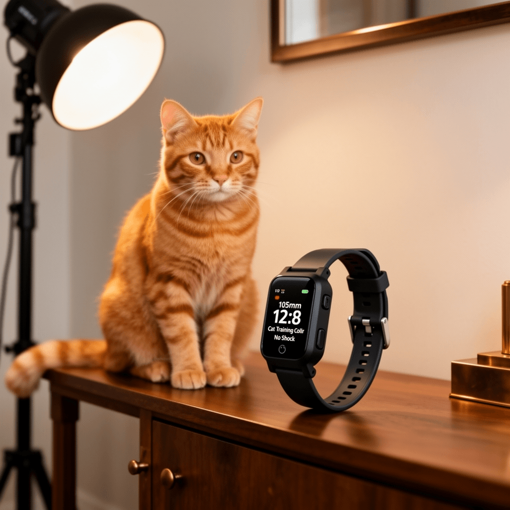 Cat Training Collar No Shock with cat - professional product lifestyle photo