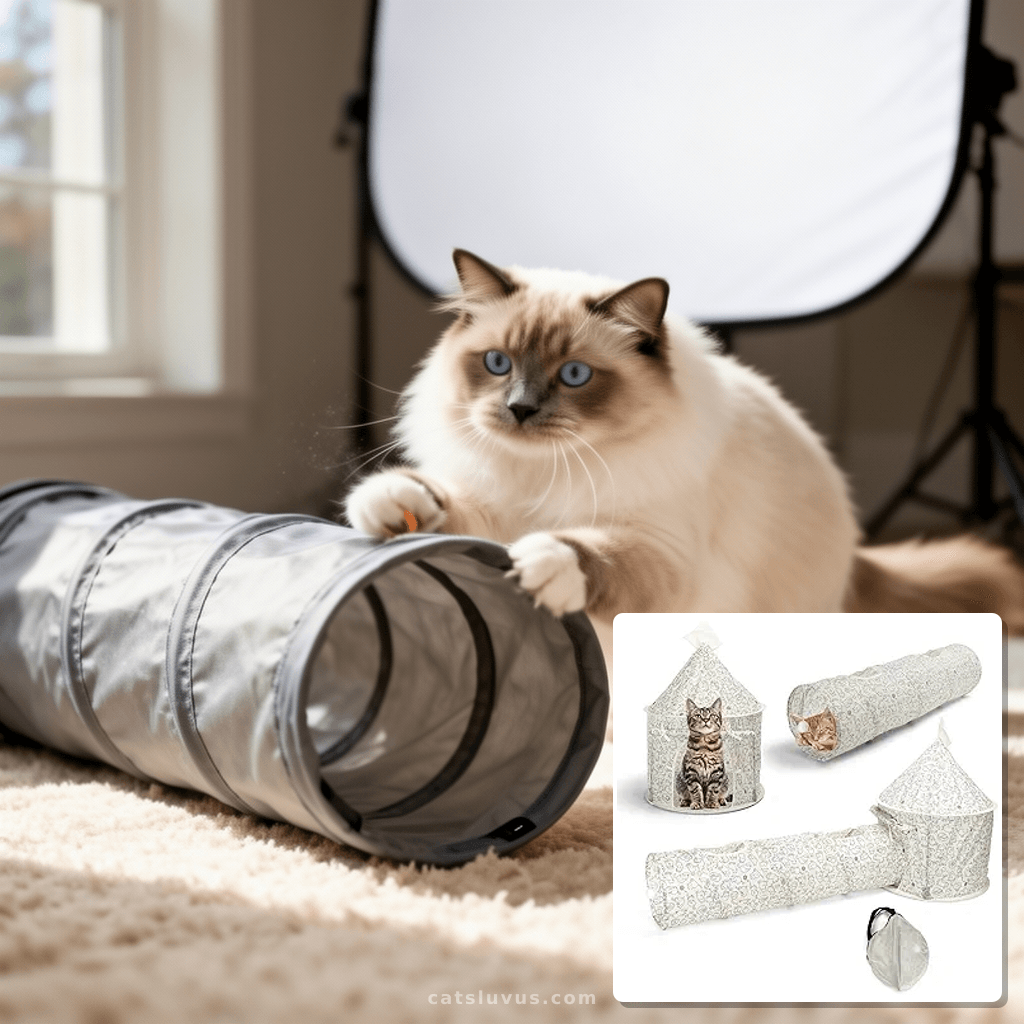 Cat Tunnel with cat - professional product lifestyle photo